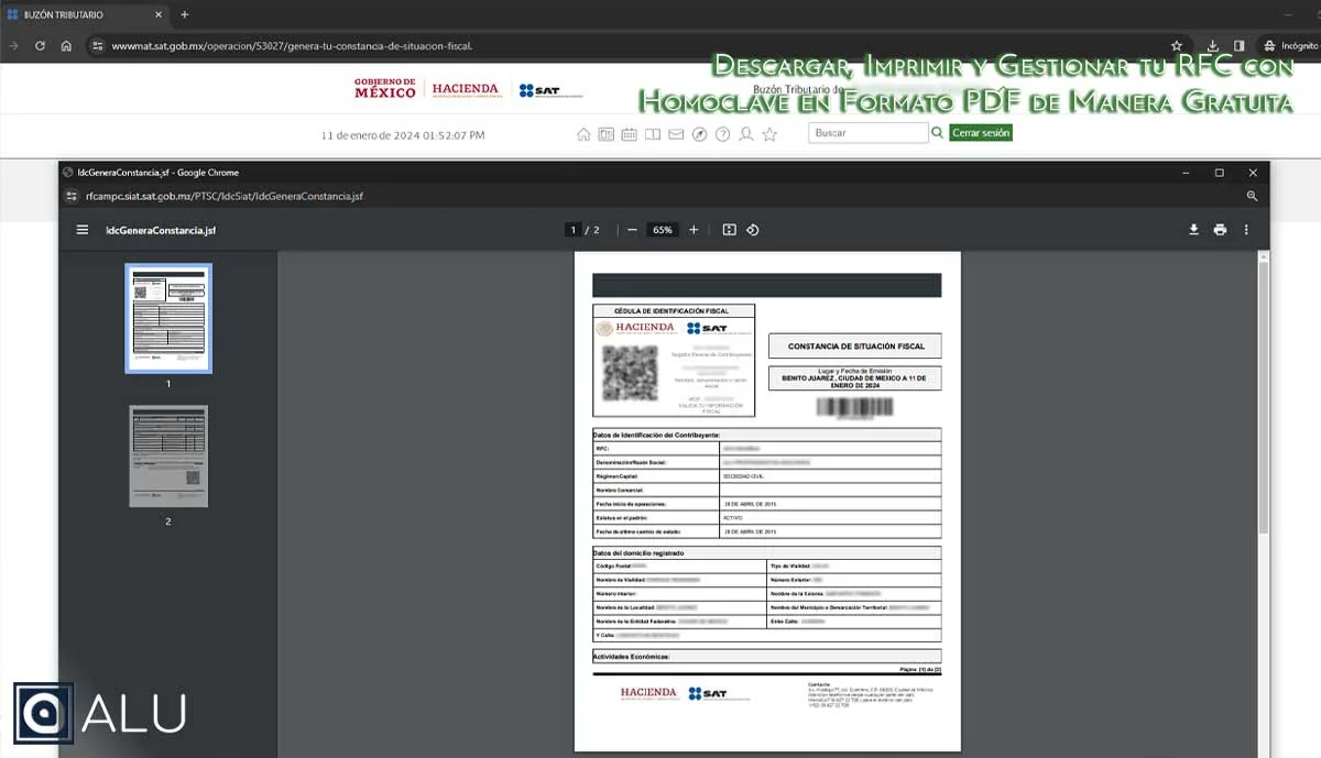 C Mo Descargar Mi Rfc Con Homoclave En Pdf Gratis Alu