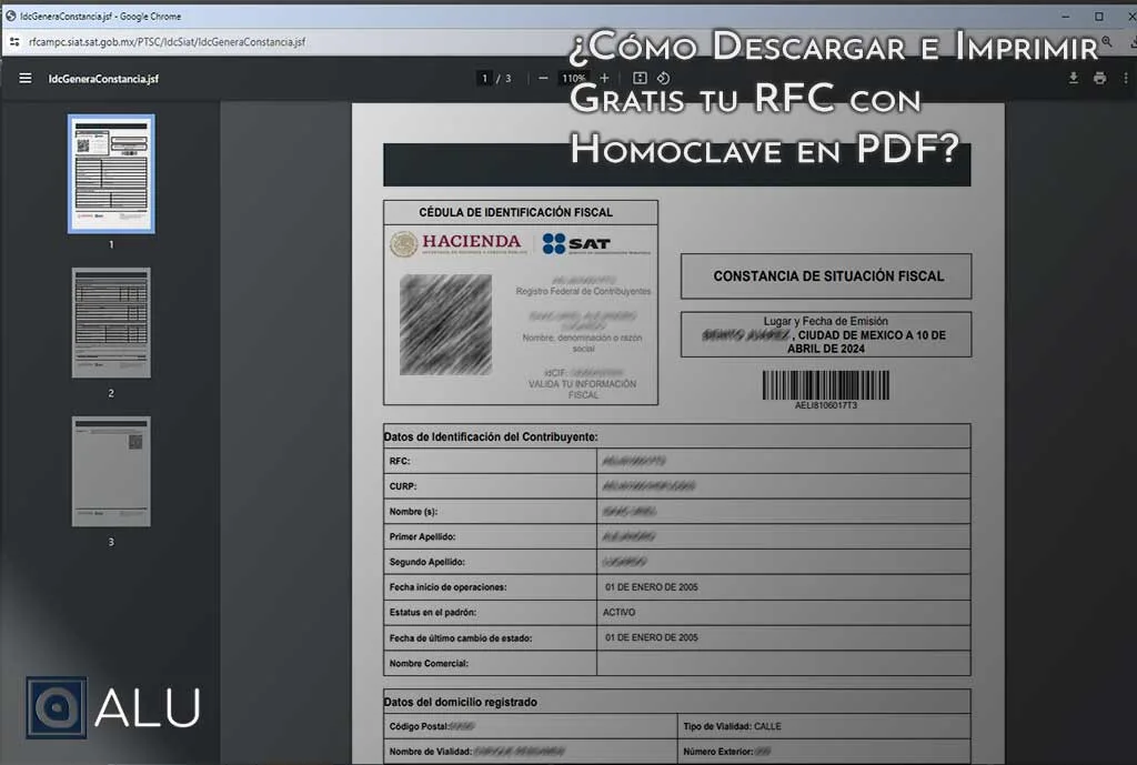 Cómo descargar RFC con homoclave en pdf gratis Blog ALU