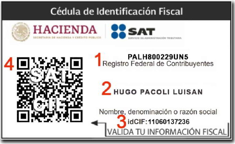 ¿Qué datos contiene la Cédula de Identificación Fiscal (CIF)?