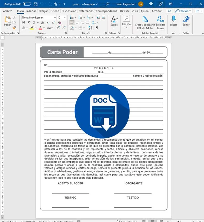 carta poder word