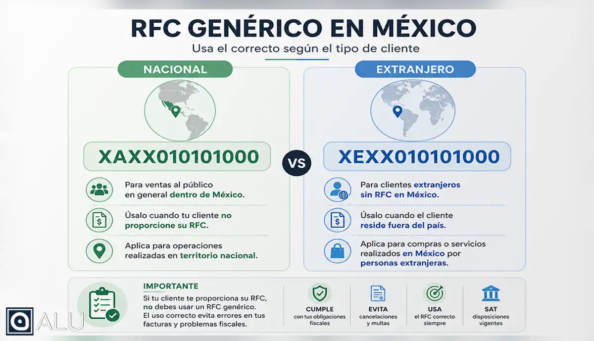 RFC genérico en México nacional y extranjero cuándo usar cada uno